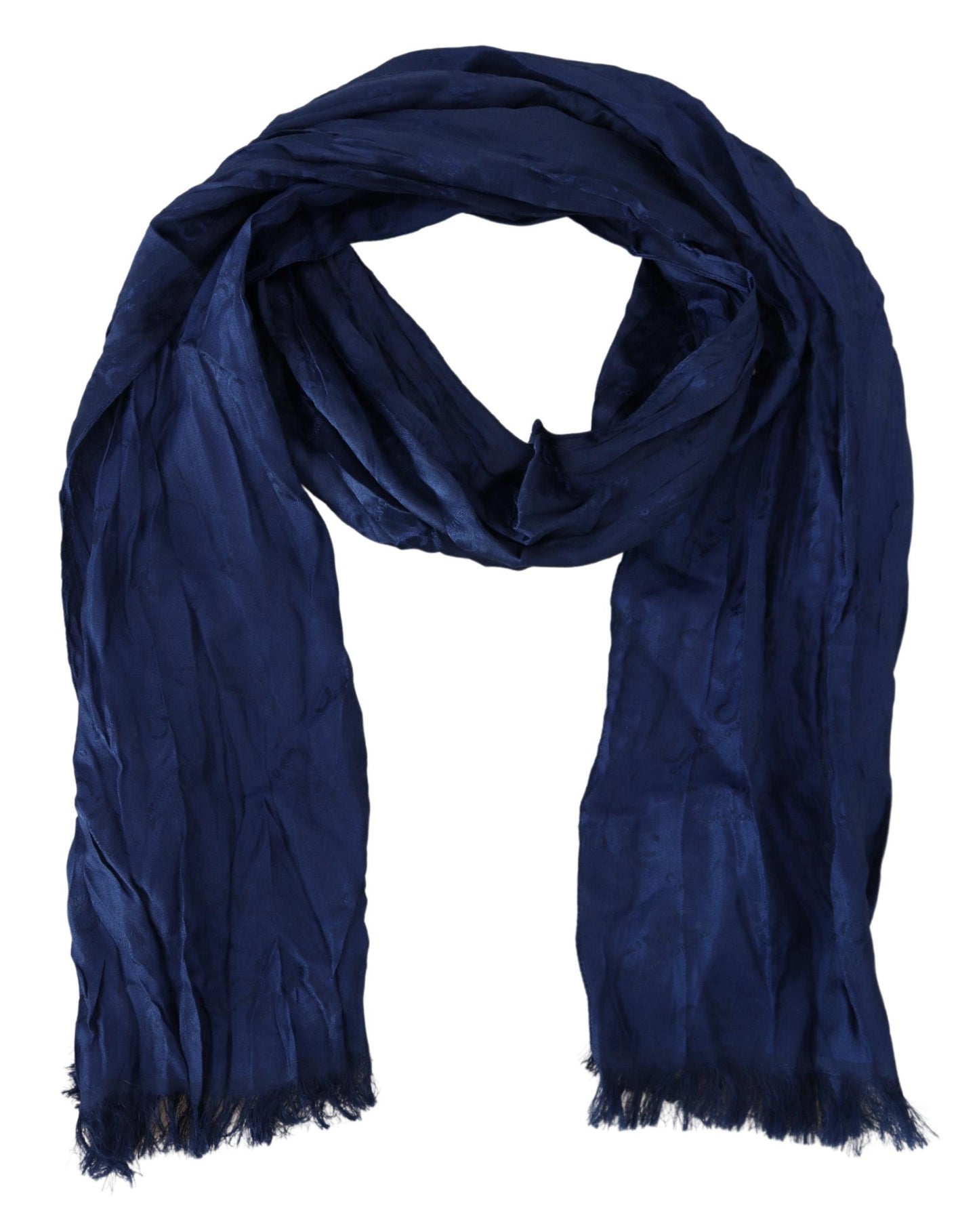 Costume National Blue Silk Shawl Foulard Fringes Scarf $260.00 Costume National Luzworld