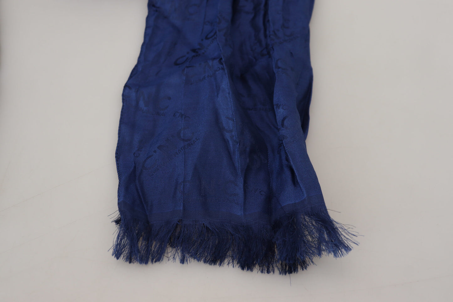 Costume National Blue Silk Shawl Foulard Fringes Scarf $260.00 Costume National Luzworld