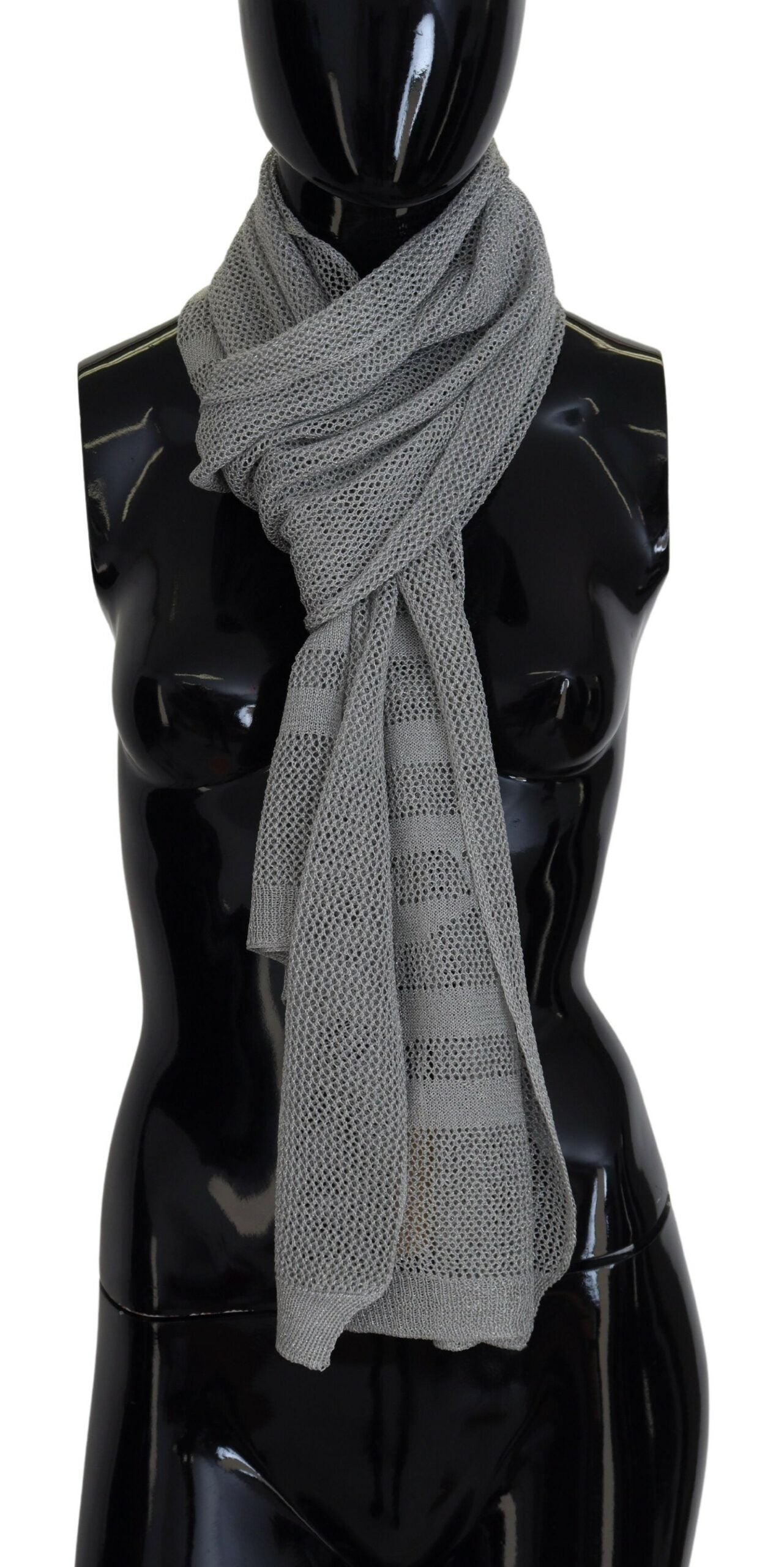 John Galliano Gray Logo Knitted Neck Wrap Shawl Foulard Scarf $249.00 John Galliano Luzworld