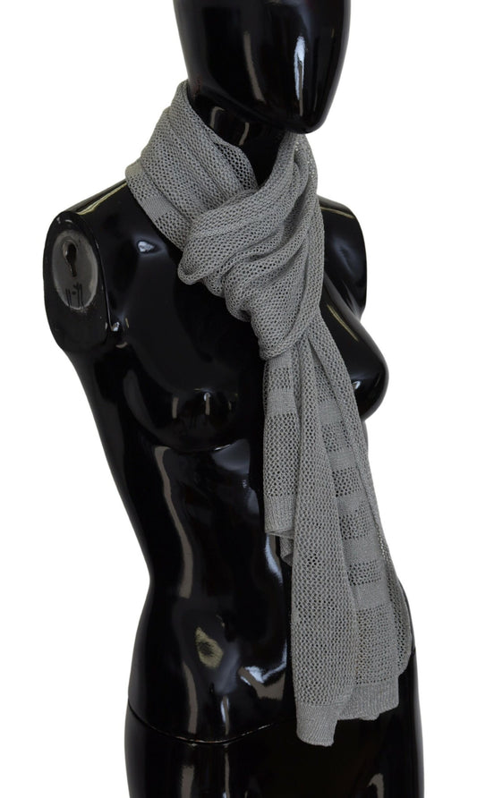 John Galliano Gray Logo Knitted Neck Wrap Shawl Foulard Scarf $249.00 John Galliano Luzworld