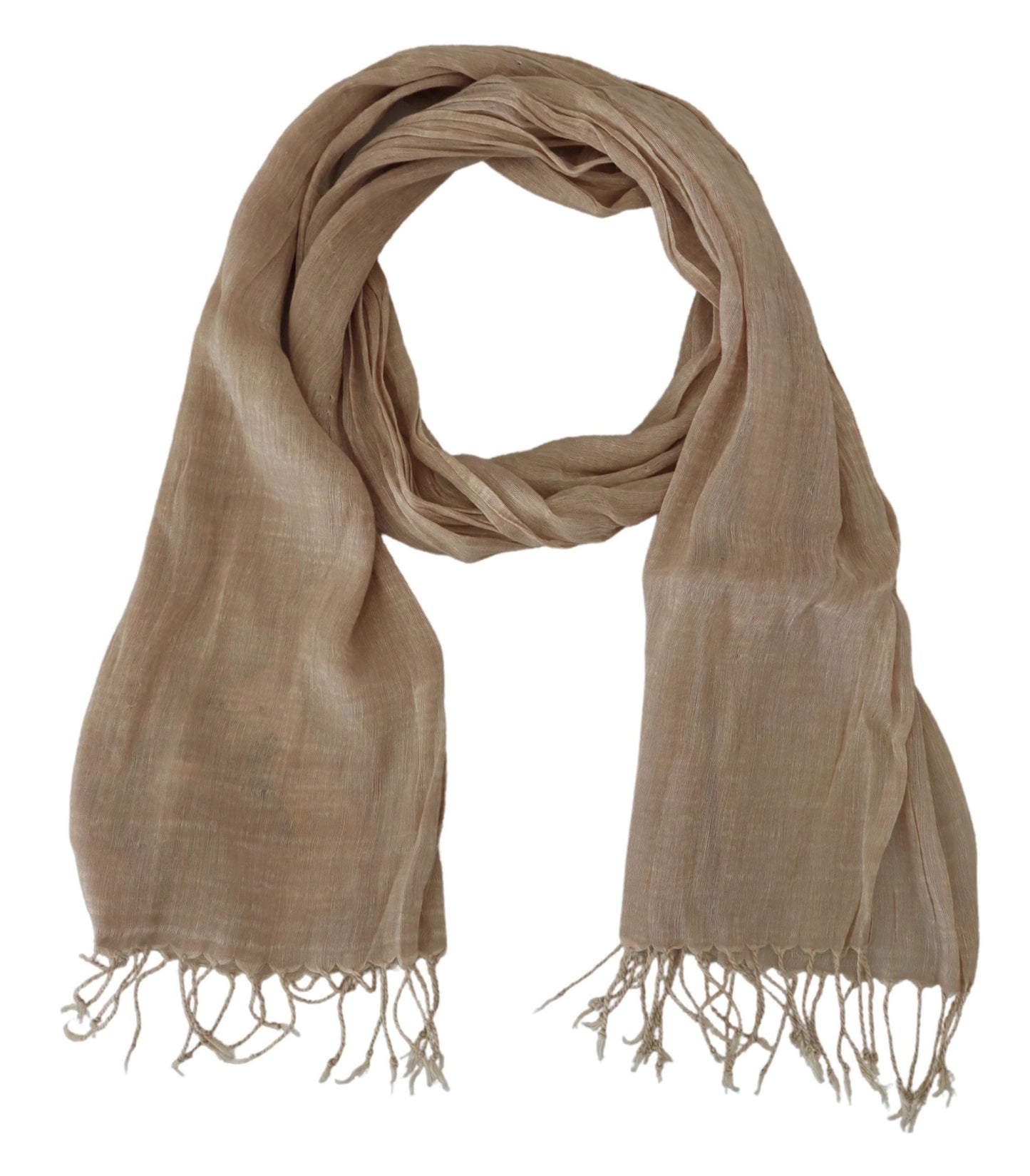 Costume National Beige Cotton Shawl Foulard Fringe Scarf $280.00 Costume National Luzworld