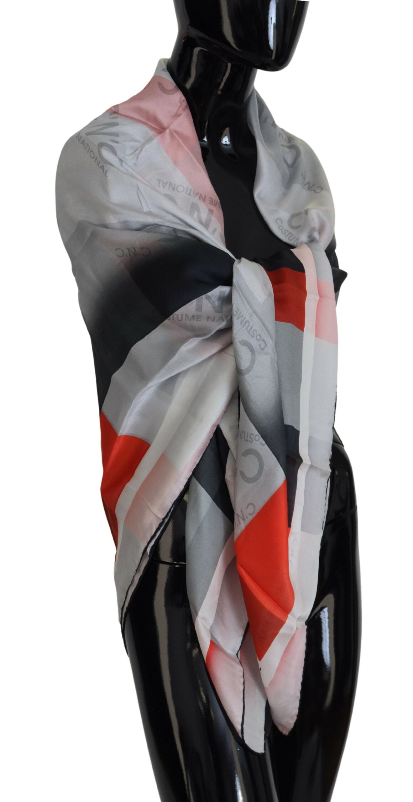 Costume National Gray Red Shawl Foulard Wrap Scarf $227.00 Costume National Luzworld