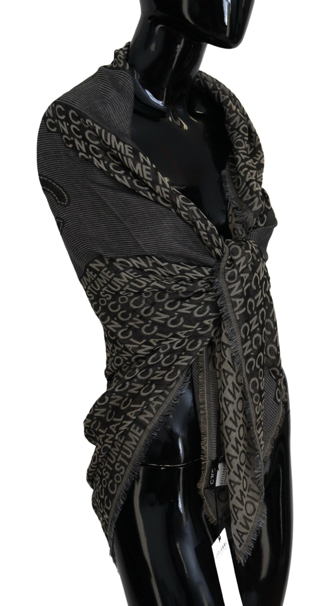 Costume National Gray Logo Knit Neck Wrap Shawl Scarf $215.00 Costume National Luzworld