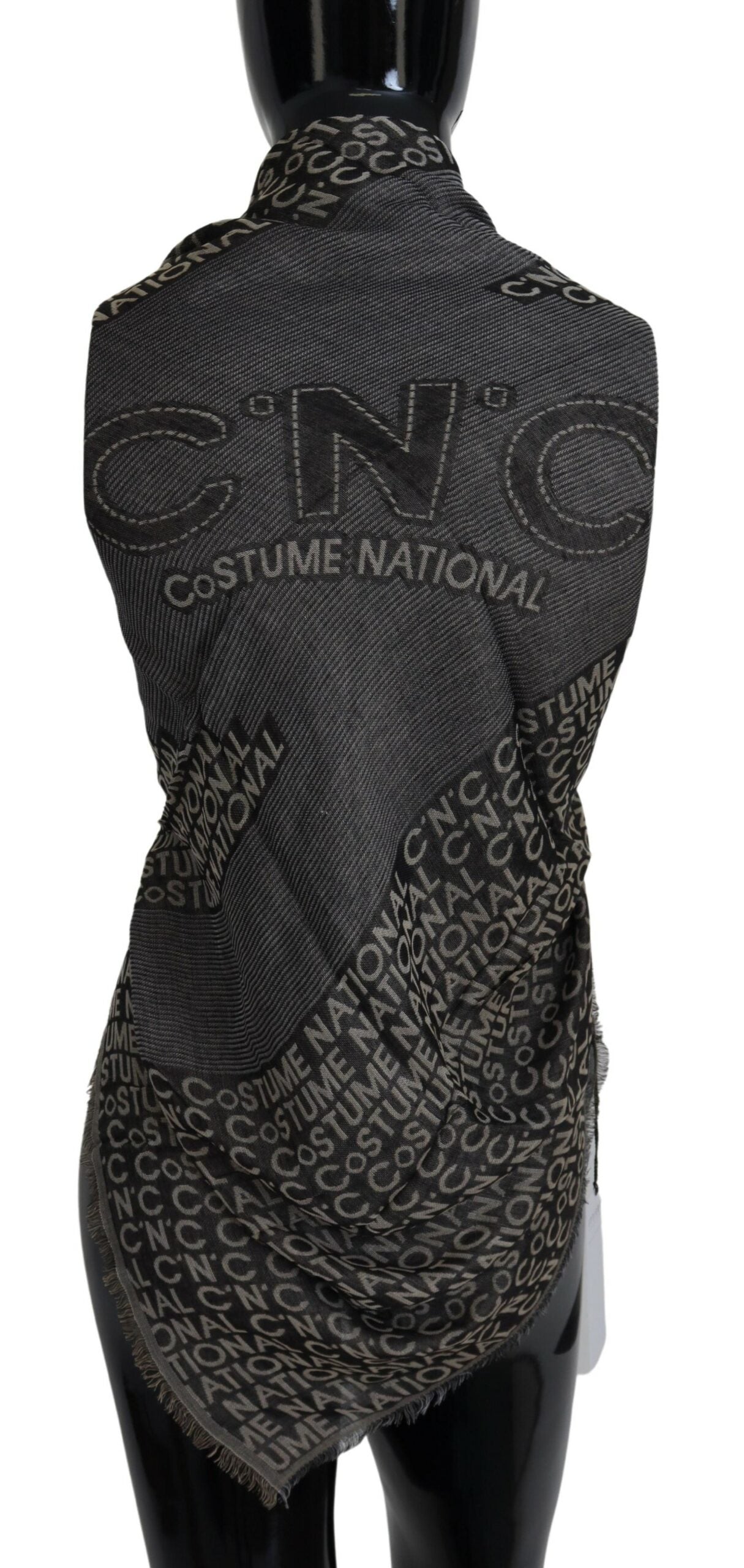 Costume National Gray Logo Knit Neck Wrap Shawl Scarf $215.00 Costume National Luzworld