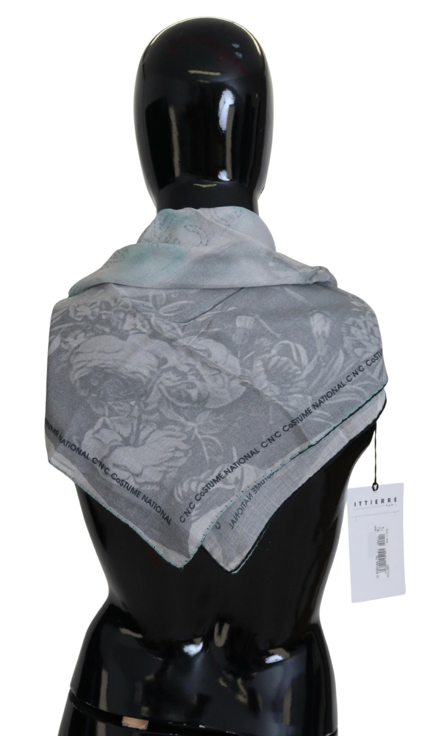 Costume National Gray Print Shawl Foulard Branded Scarf $227.00 Costume National Luzworld
