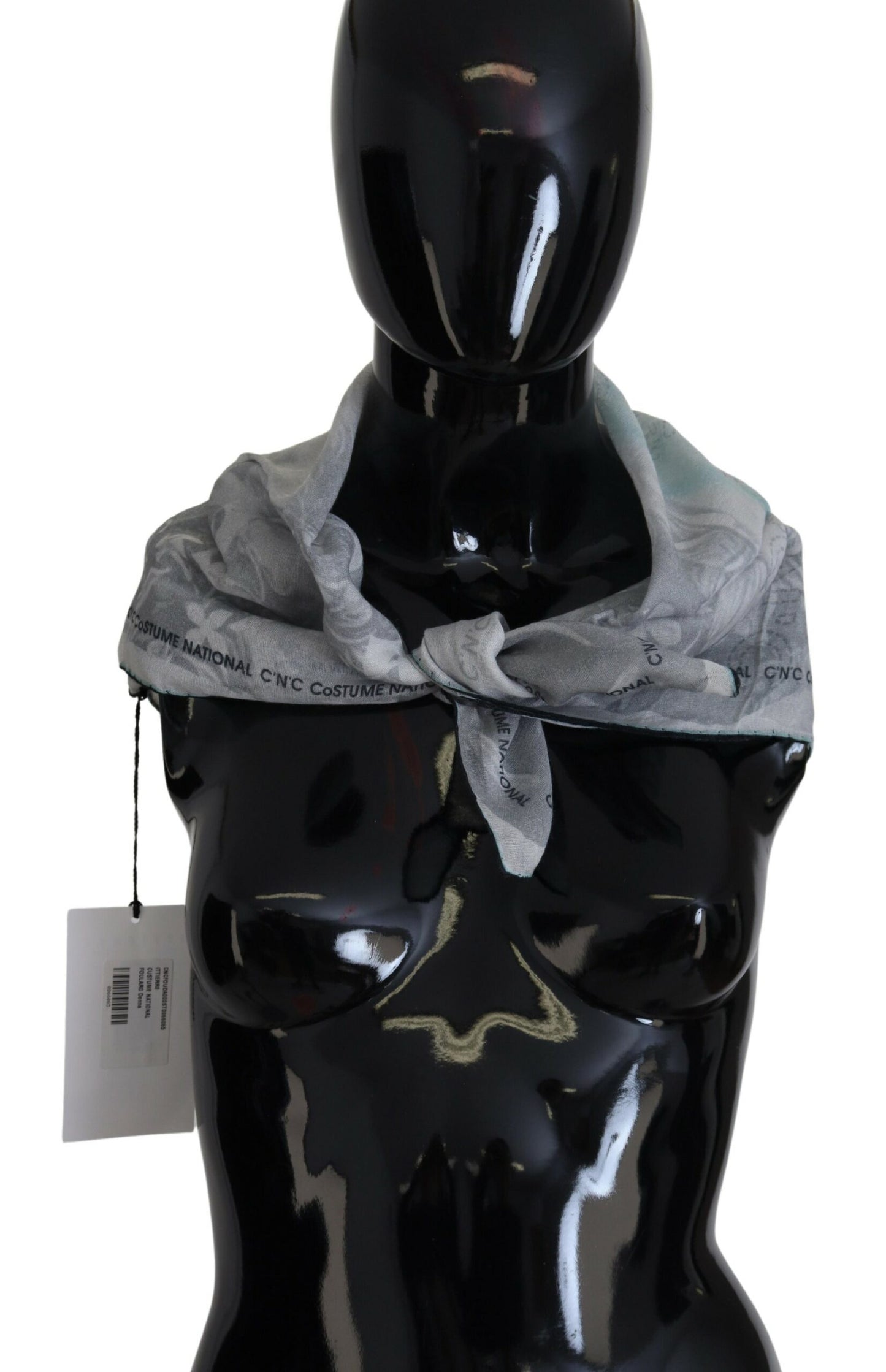 Costume National Gray Print Shawl Foulard Branded Scarf $227.00 Costume National Luzworld