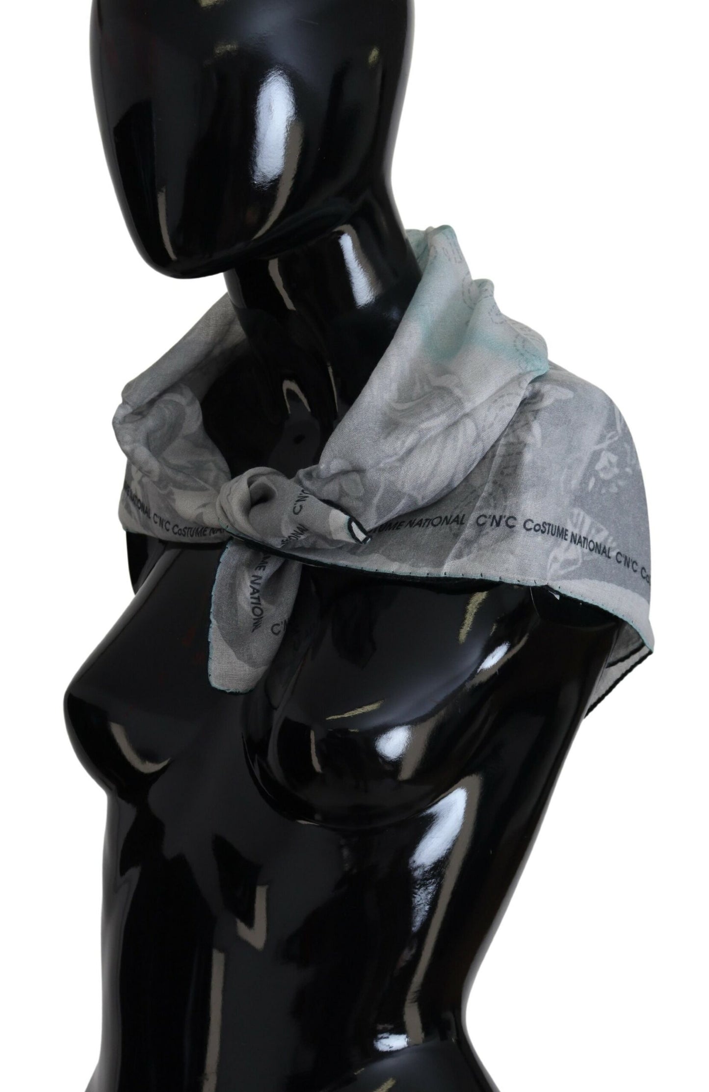 Costume National Gray Print Shawl Foulard Branded Scarf $227.00 Costume National Luzworld