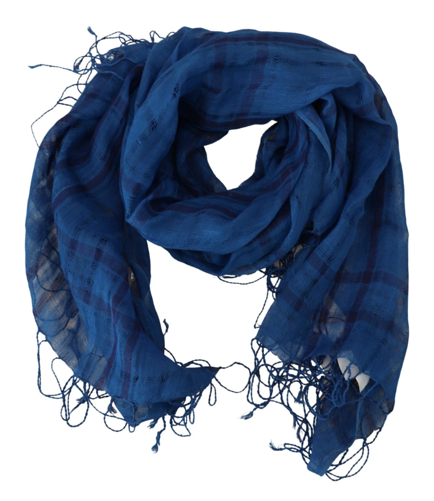 Costume National Blue Linen Shawl Foulard Fringes Scarf $249.00 Costume National Luzworld