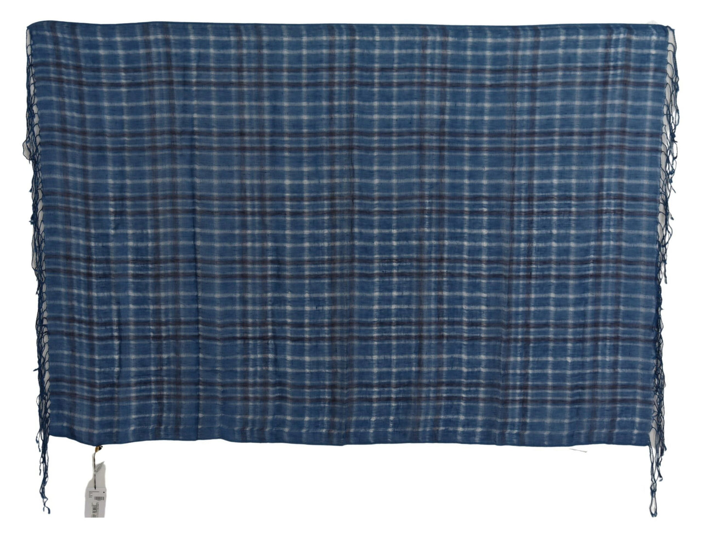 Costume National Blue Linen Shawl Foulard Fringes Scarf $249.00 Costume National Luzworld