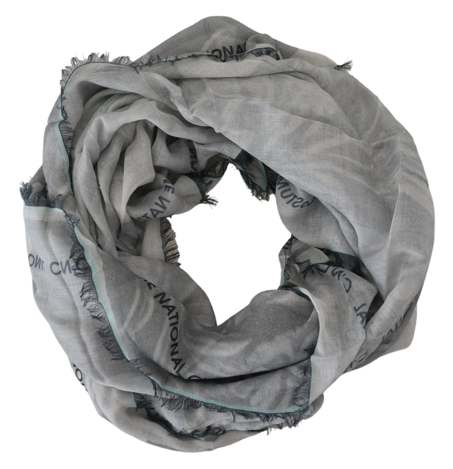Costume National Gray Print Shawl Foulard Fringes Scarf $227.00 Costume National Luzworld
