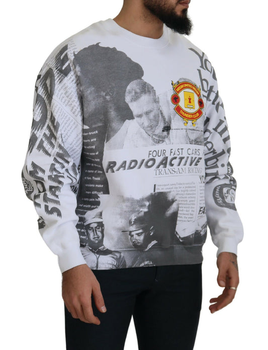 MSGM White Cotton Crewneck Pullover Sweatshirt Sweater $825.00 MSGM Luzworld