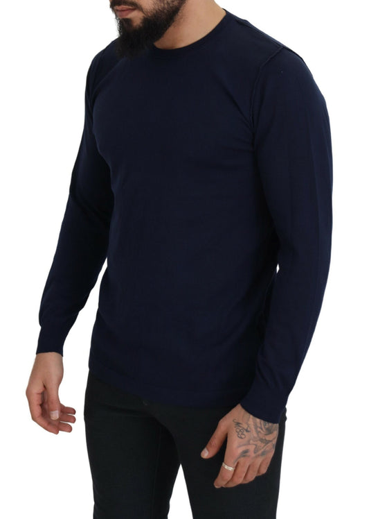 Paolo Pecora Milano Blue Cotton Crewneck Pullover Sweater $290.00 Paolo Pecora Milano Luzworld