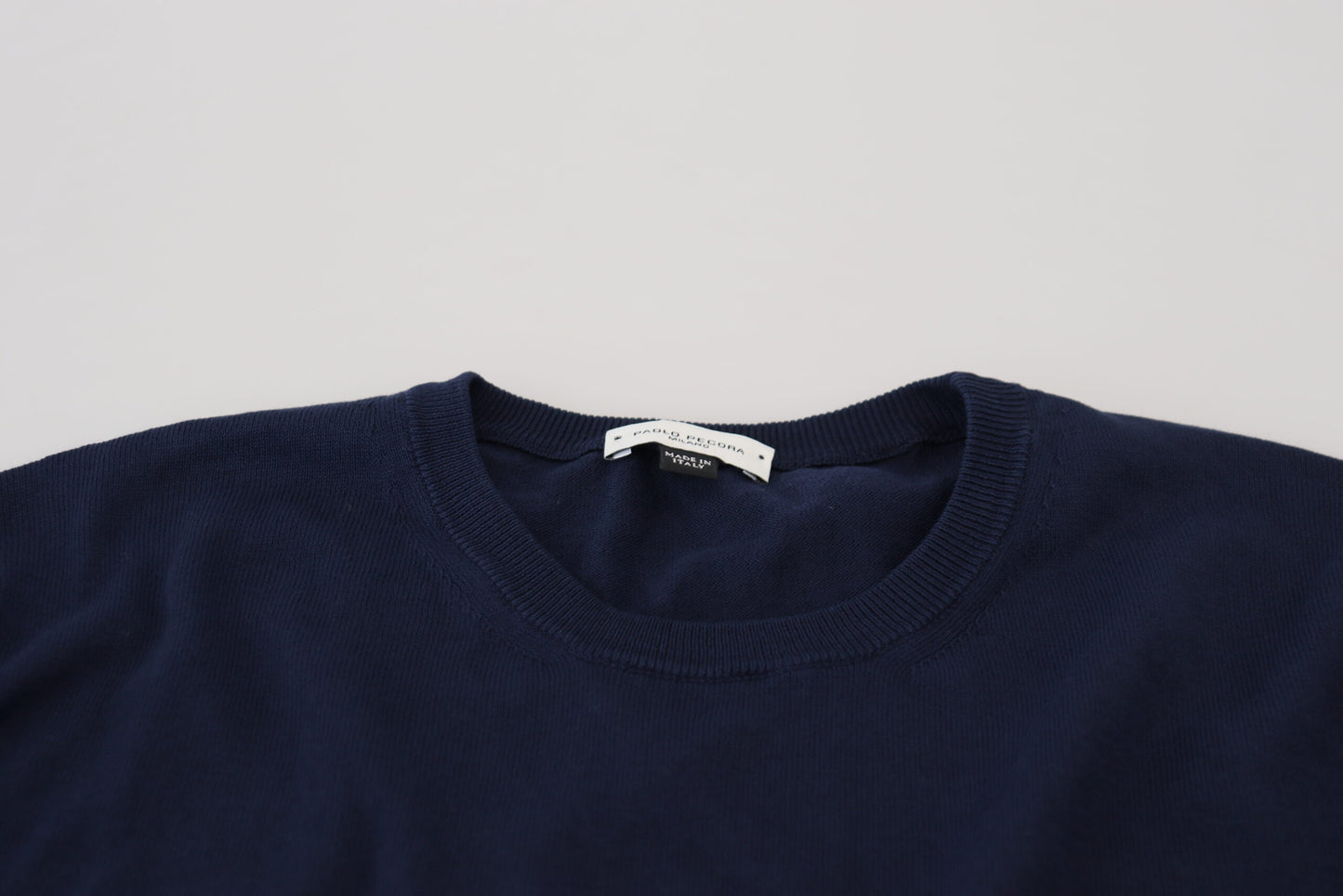 Paolo Pecora Milano Blue Cotton Crewneck Pullover Sweater $290.00 Paolo Pecora Milano Luzworld
