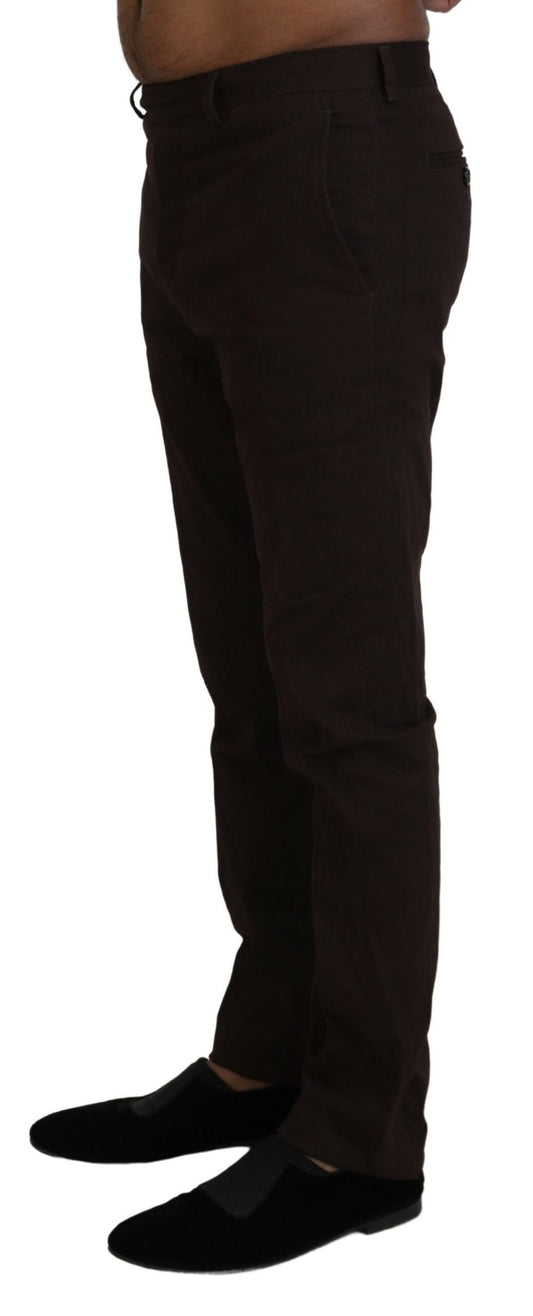 BENCIVENGA Brown Cotton Tapered Formal Men Pants $268.00 BENCIVENGA Luzworld