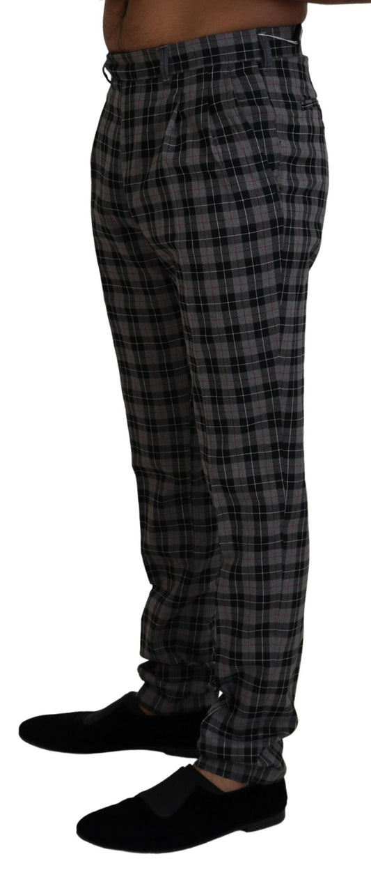BENCIVENGA Gray Checkered Slim Fit Men Pants $249.00 BENCIVENGA Luzworld