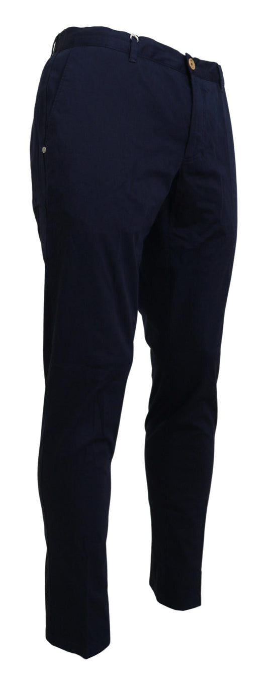 Domenico Tagliente Dark Blue Cotton Skinny Men Pants $280.00 Domenico Tagliente Luzworld