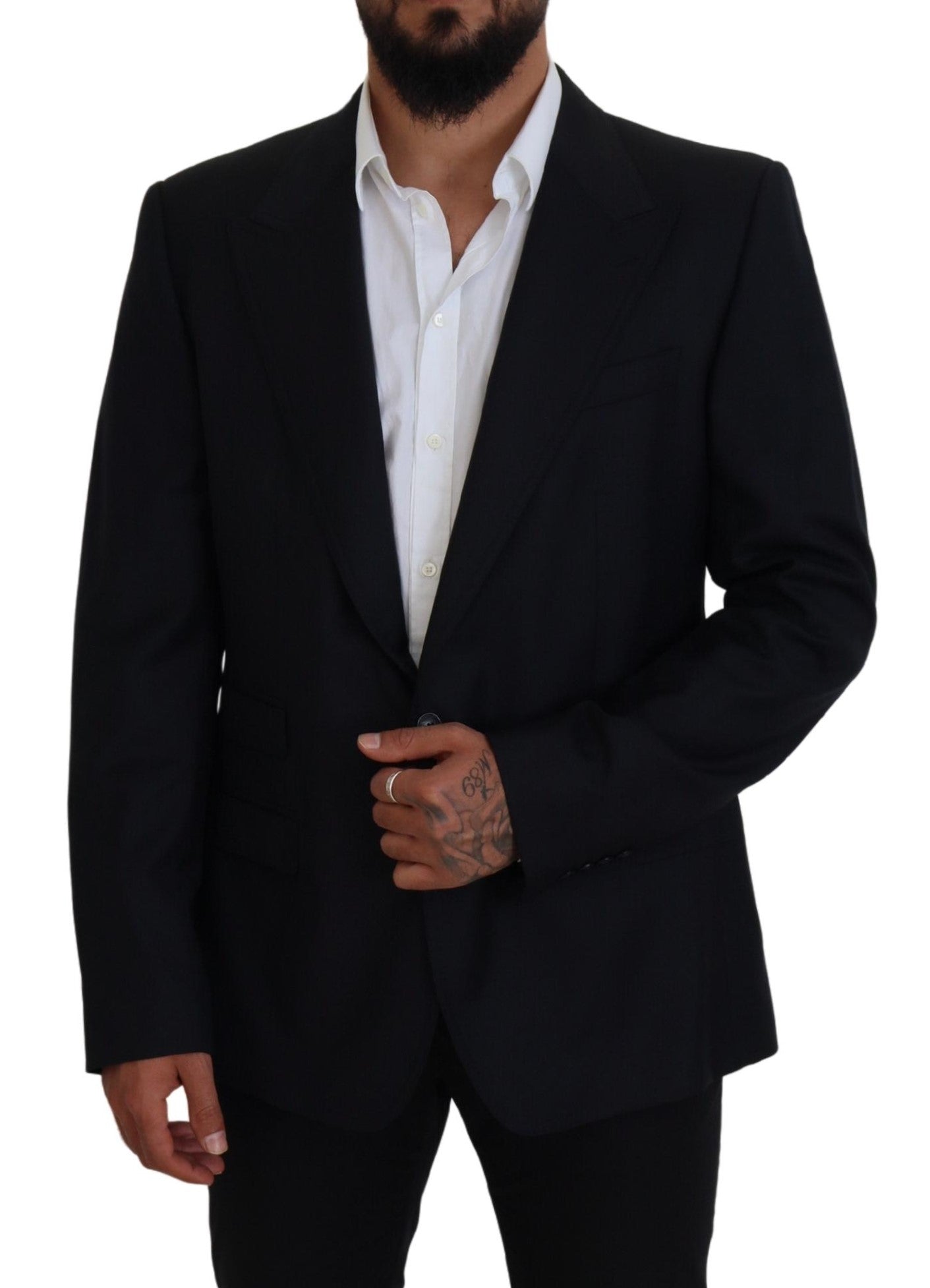 Dolce & Gabbana Dark Blue Wool Formal Sicilia Blazer