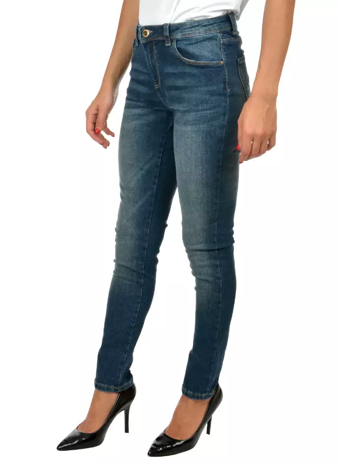 Yes Zee Blue Cotton Women's Skinny Jean $165.00 Yes Zee Luzworld