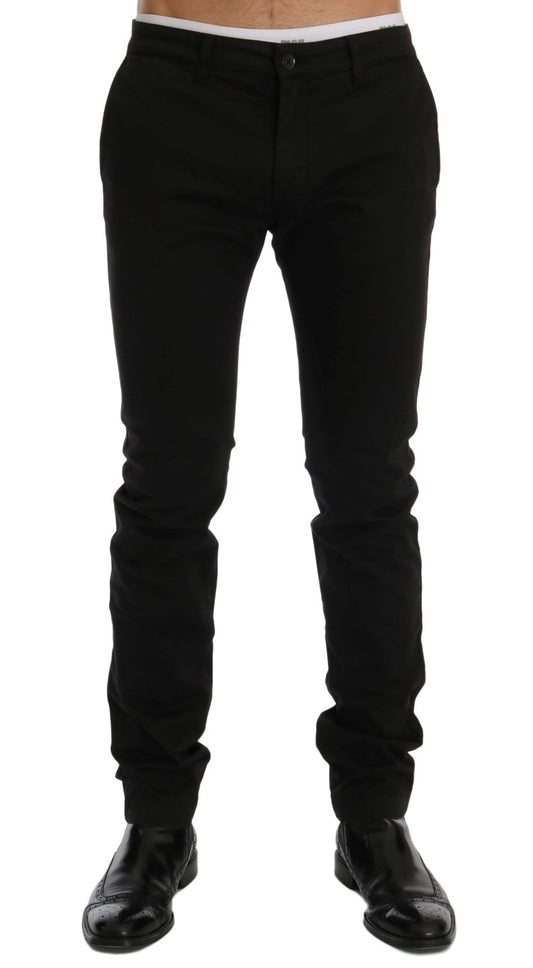 GF Ferre Black Cotton Stretch Chinos Pants $578.00 GF Ferre Luzworld