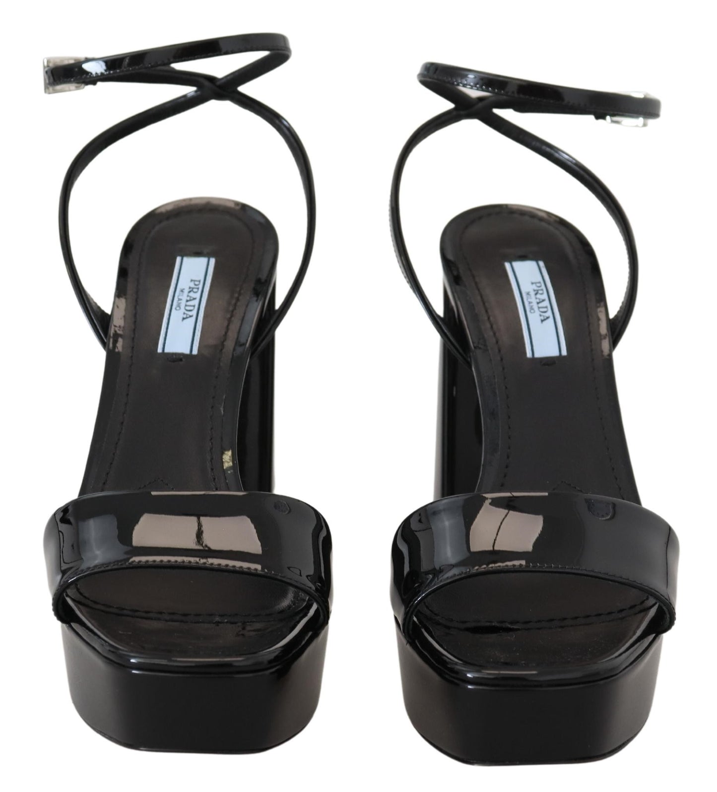 Prada Black Patent Sandals Ankle Strap Heels Leather $1891.00 Prada Luzworld