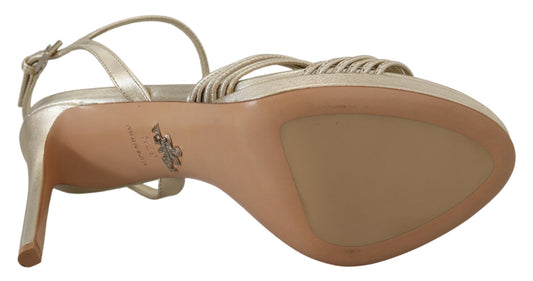 Prada Gold Leather Sandals Ankle Strap Heels Stiletto Sandal $1891.00 Prada Luzworld