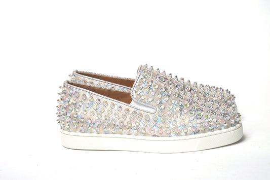 Christian Louboutin White Ab/Clear Ab Roller Boat Woman Flat Sneaker $1873.00 Christian Louboutin Luzworld