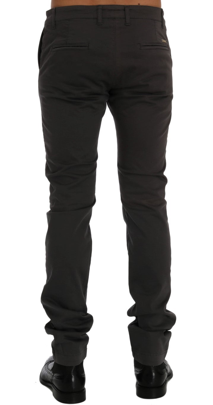 GF Ferre Gray Cotton Stretch Chinos Pants