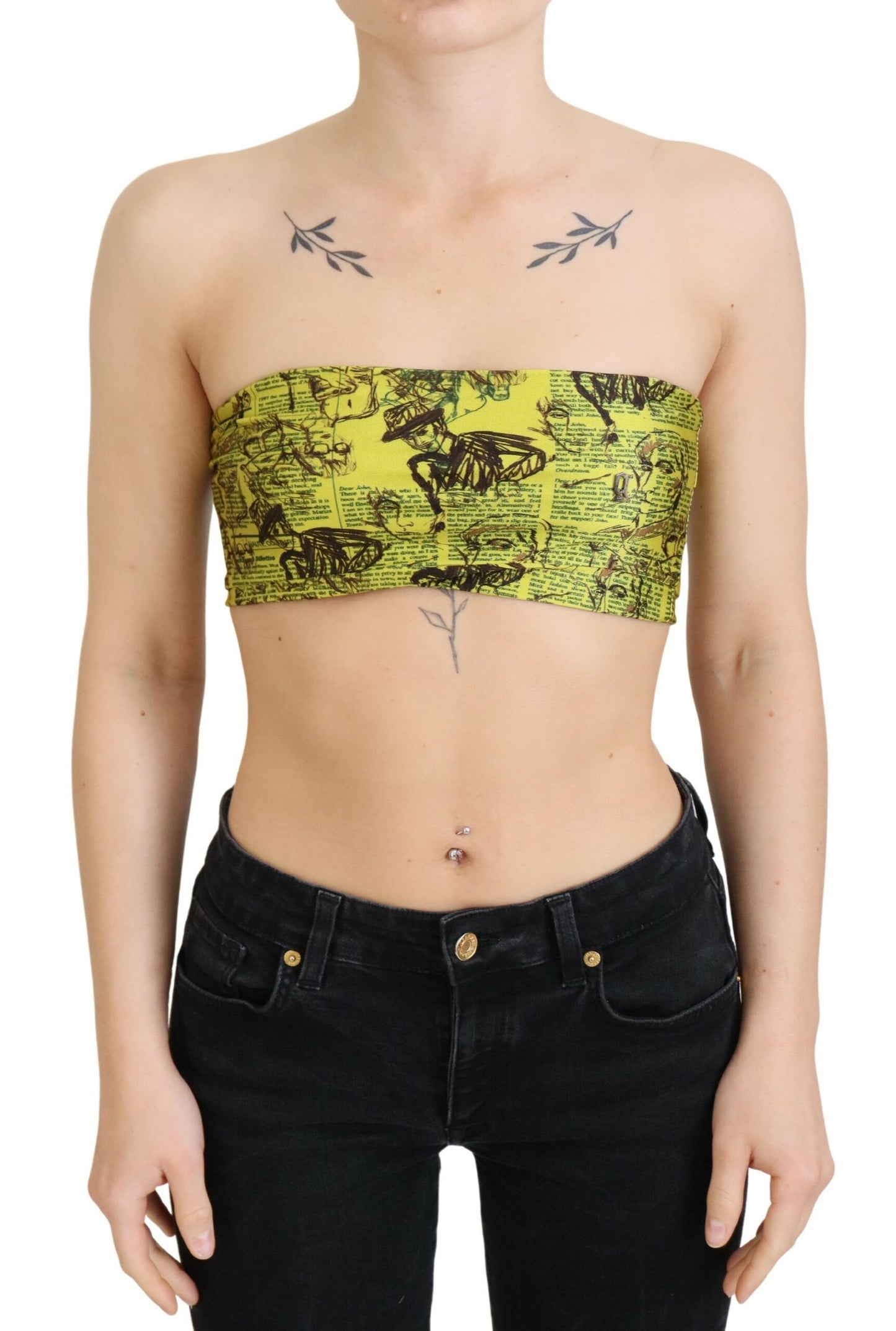 John Galliano Yellow Newspaper Print Cropped Blouse $532.00 John Galliano Luzworld