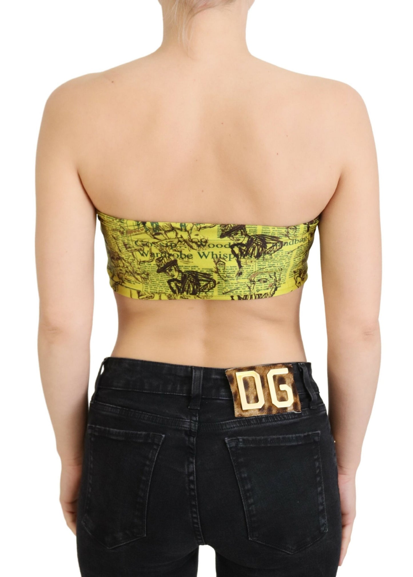 John Galliano Yellow Newspaper Print Cropped Blouse $532.00 John Galliano Luzworld