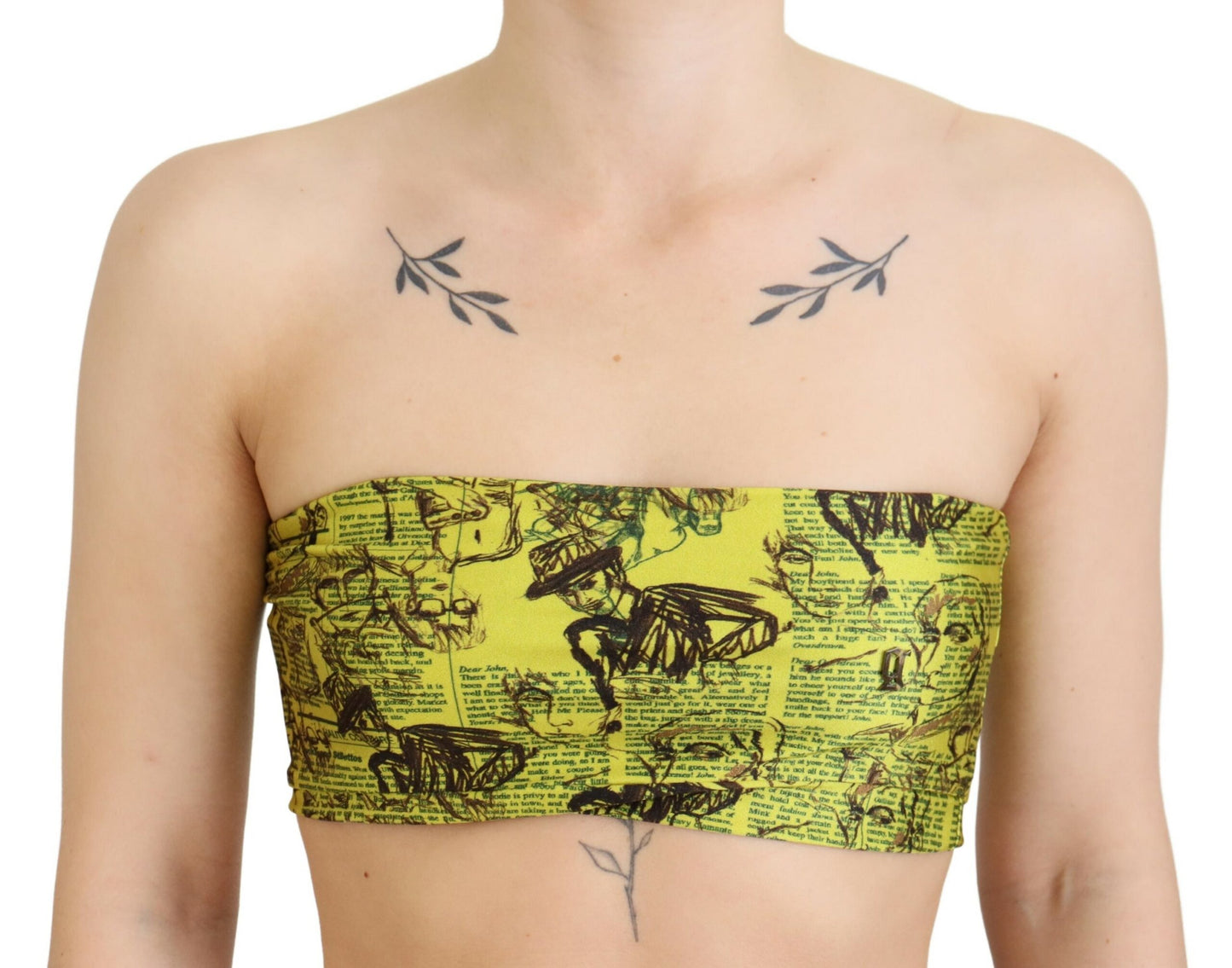 John Galliano Yellow Newspaper Print Cropped Blouse $532.00 John Galliano Luzworld