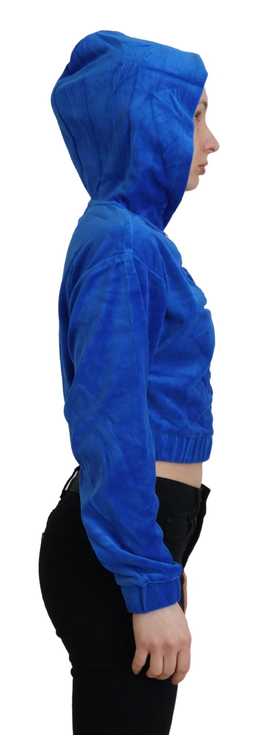 Juicy Couture Blue Cotton Full Zip Cropped Hooded Sweatshirt Sweater $143.00 Juicy Couture Luzworld