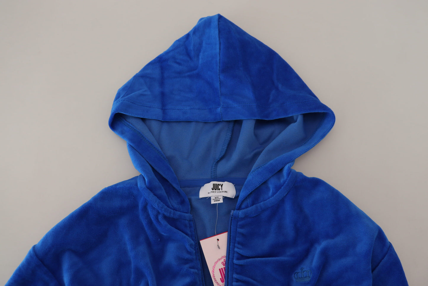 Juicy Couture Blue Cotton Full Zip Cropped Hooded Sweatshirt Sweater $143.00 Juicy Couture Luzworld