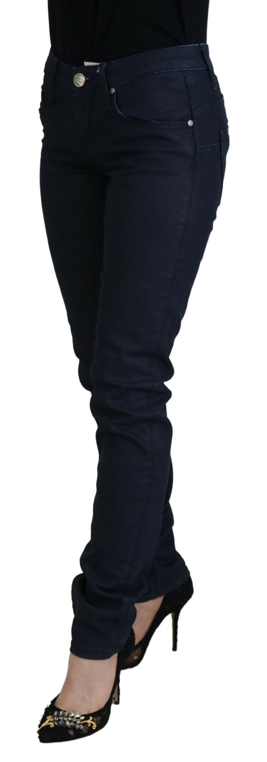 Acht Blue Cotton Low Waist Slim Fit Women Casual Denim Jeans $520.00 Acht Luzworld