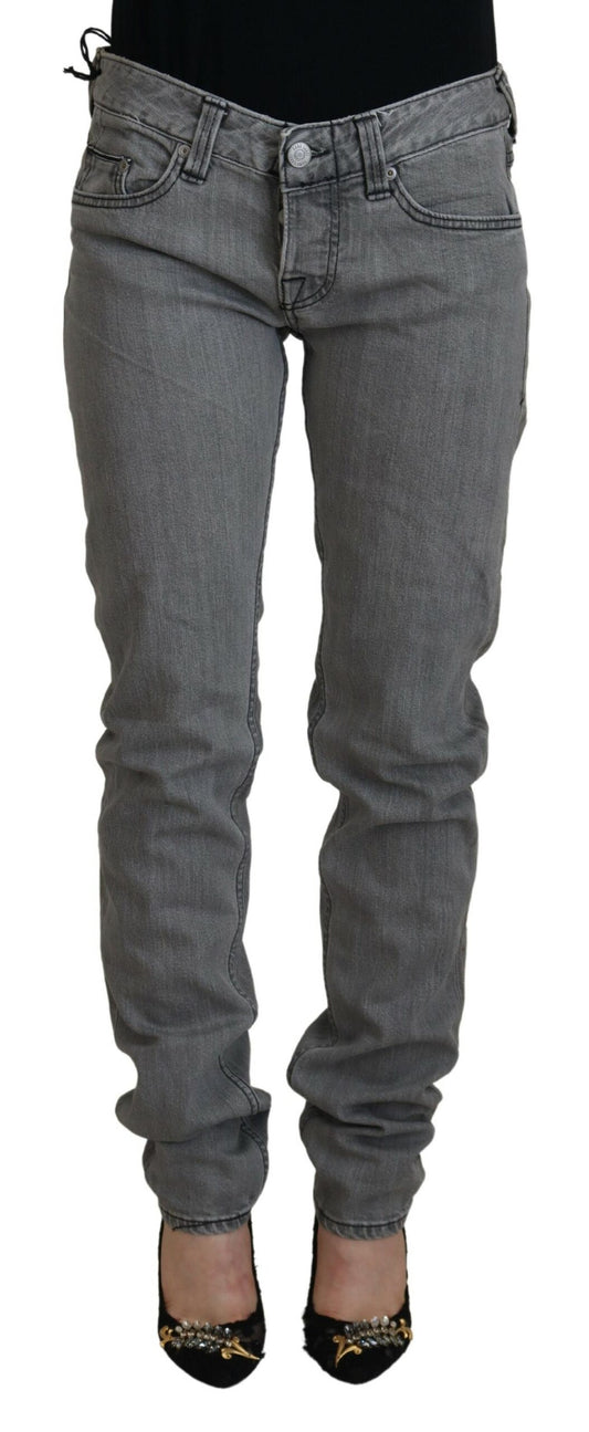 Care Label Gray Washed Cotton Skinny Women Casual Denim Jeans $194.00 Care Label Luzworld