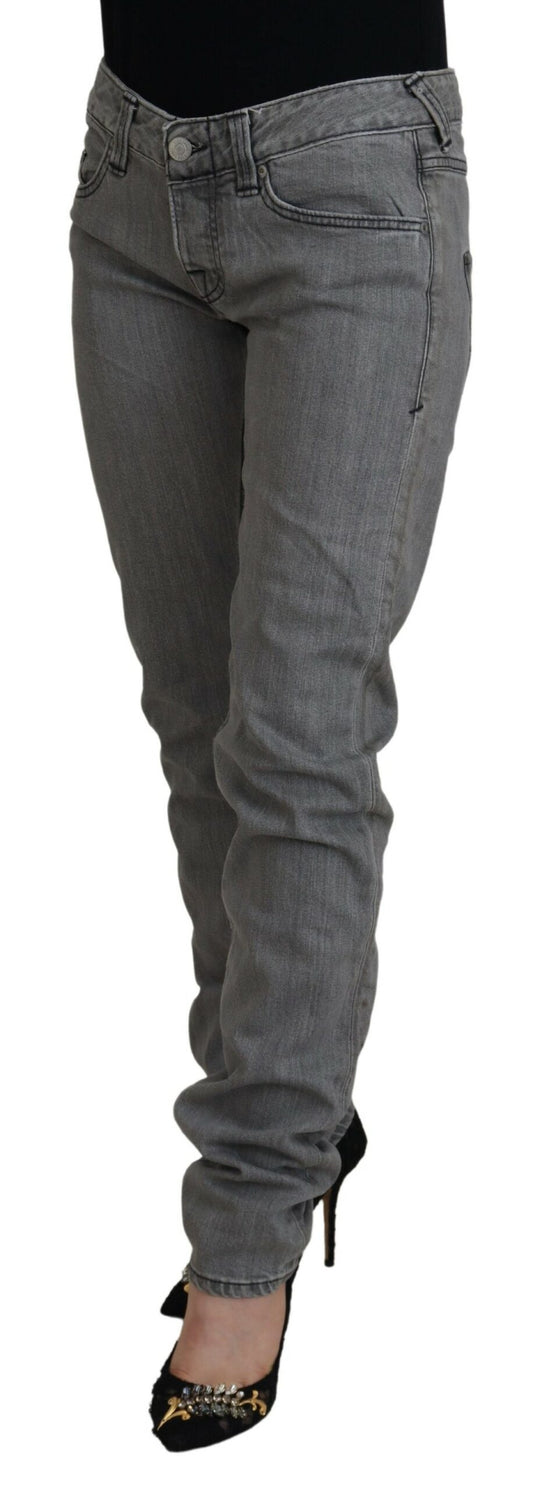 Care Label Gray Washed Cotton Skinny Women Casual Denim Jeans $194.00 Care Label Luzworld