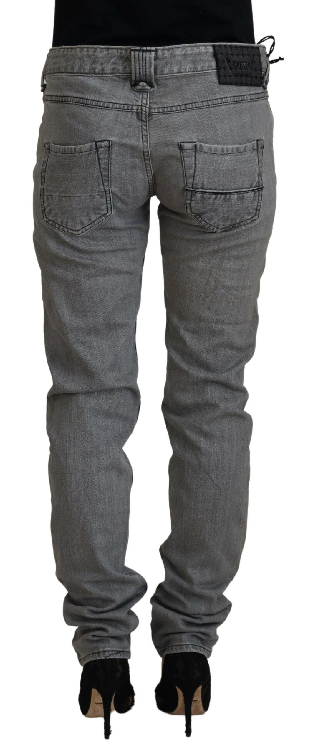 Care Label Gray Washed Cotton Skinny Women Casual Denim Jeans $194.00 Care Label Luzworld