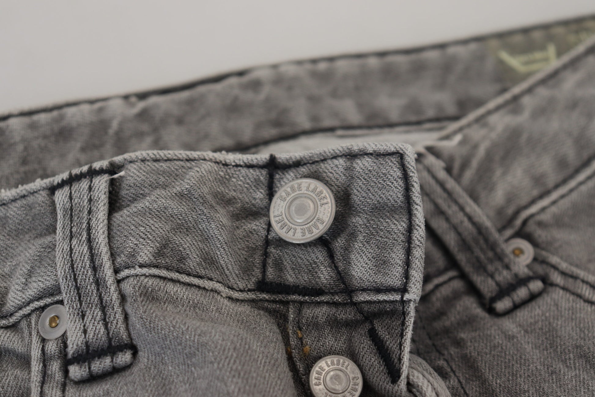 Care Label Gray Washed Cotton Skinny Women Casual Denim Jeans $194.00 Care Label Luzworld