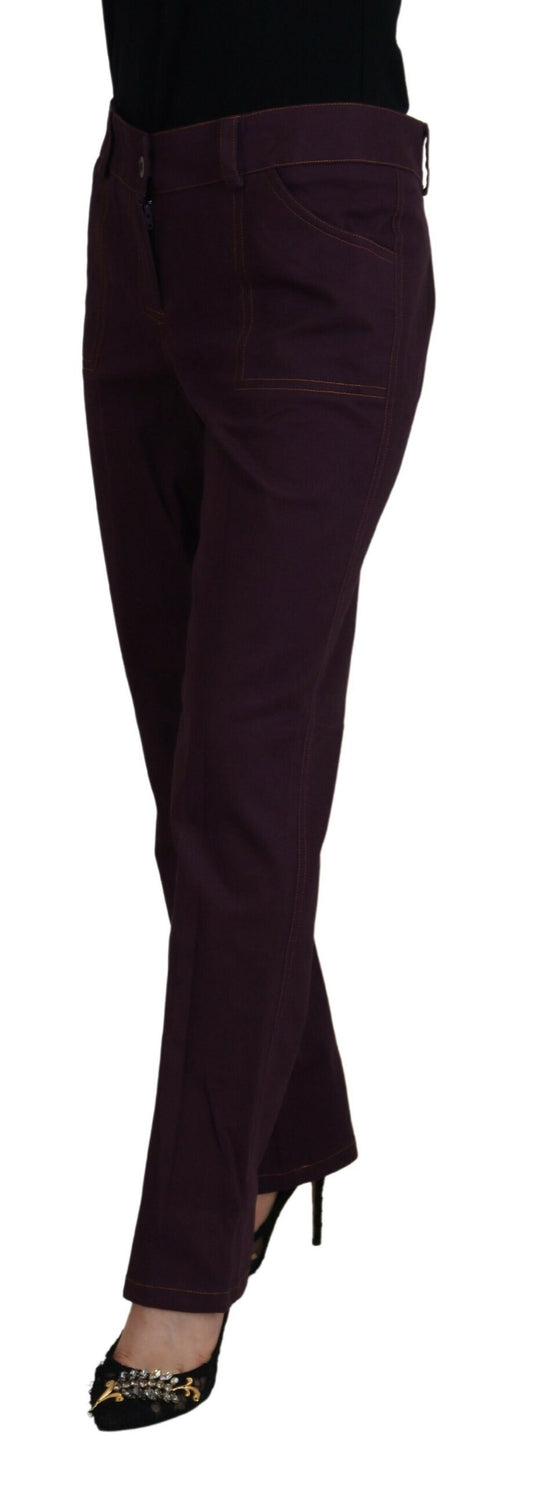BENCIVENGA Purple Cotton Mid Waist Women Tapered Pants $547.00 BENCIVENGA Luzworld