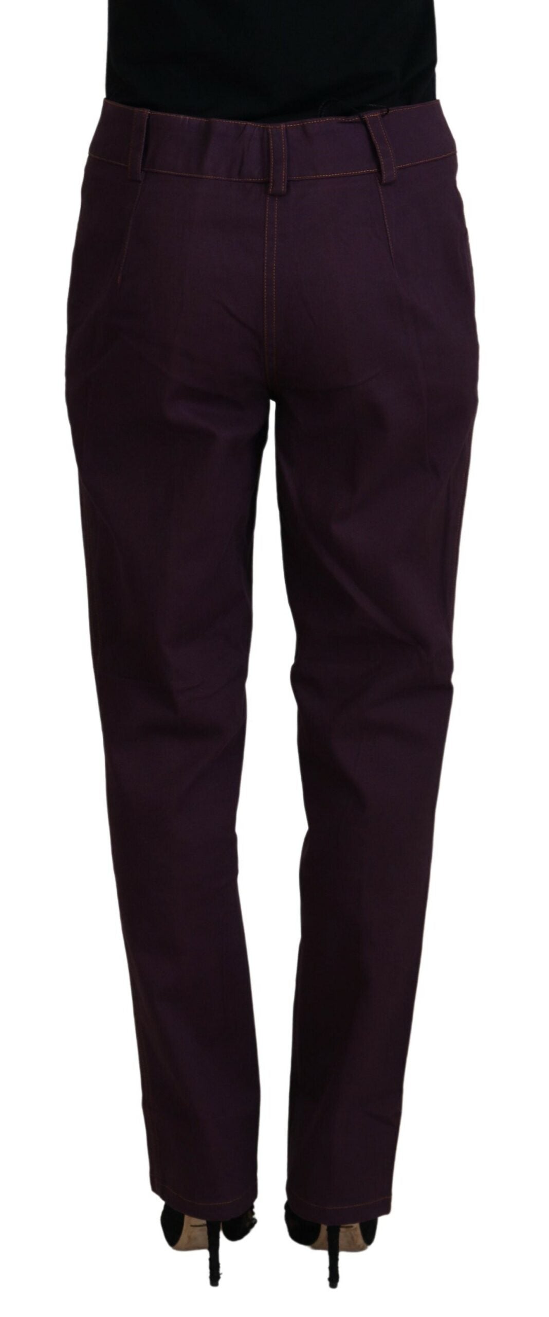 BENCIVENGA Purple Cotton Mid Waist Women Tapered Pants $547.00 BENCIVENGA Luzworld