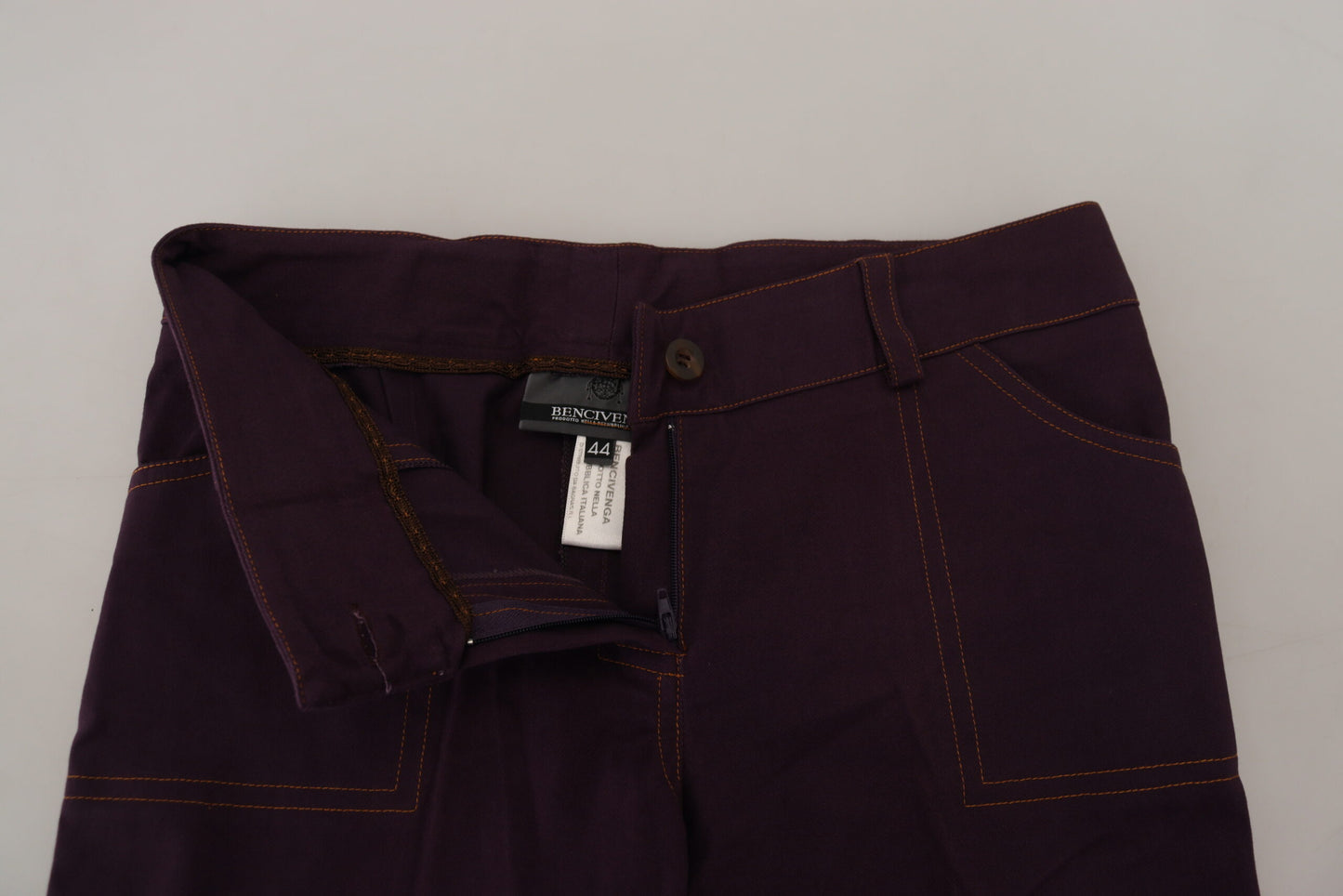 BENCIVENGA Purple Cotton Mid Waist Women Tapered Pants $547.00 BENCIVENGA Luzworld