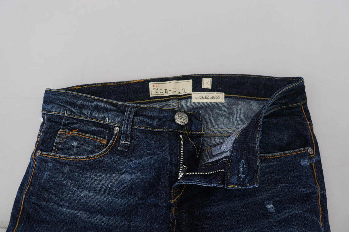 Acht Blue Washed Cotton Low Waist Women Casual Jeans