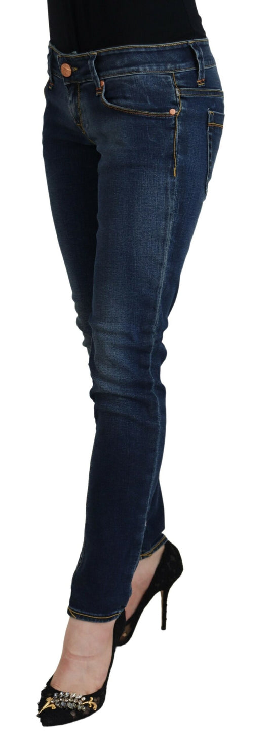 Acht Blue Cotton Low Waist Skinny Women Casual Jeans $520.00 Acht Luzworld
