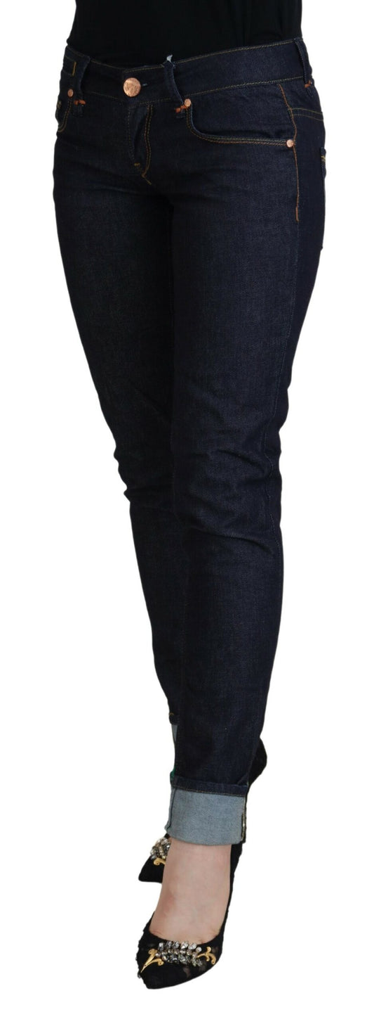 Acht Blue Cotton Low Waist Slim Fit Women Casual Jeans $520.00 Acht Luzworld