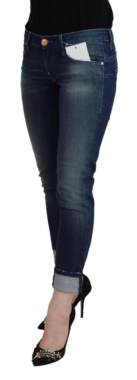 Acht Blue Cotton Slim Fit Women Casual Denim Jeans $520.00 Acht Luzworld