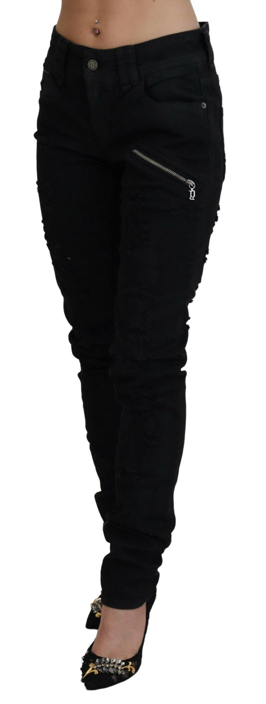 John Galliano Black Cotton Mid Waist Skinny Slim Fit Denim Jeans $726.00 John Galliano Luzworld