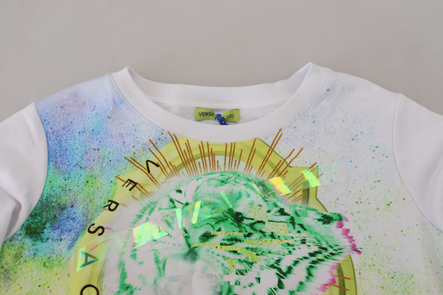 Versace Jeans White Graphic Print Long Sleeves Sweater $654.00 Versace Jeans Luzworld