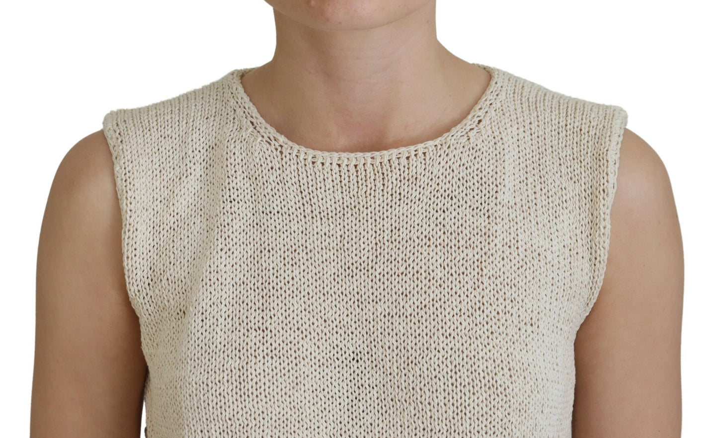 PINK MEMORIES Beige Cotton Blend Sleeveless Round Neck Tank Top $198.00 PINK MEMORIES Luzworld