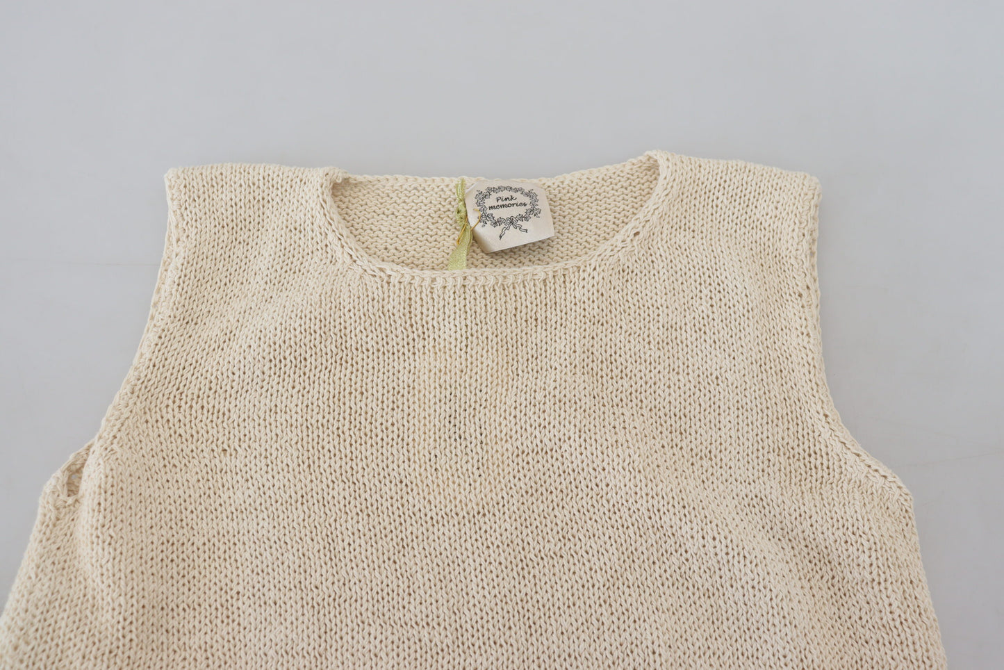 PINK MEMORIES Beige Cotton Blend Sleeveless Round Neck Tank Top $198.00 PINK MEMORIES Luzworld