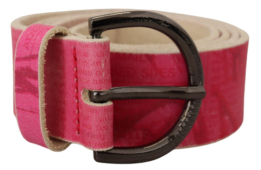 John Galliano Pink Leather Letter Logo Round Buckle Waist Belt $219.00 John Galliano Luzworld