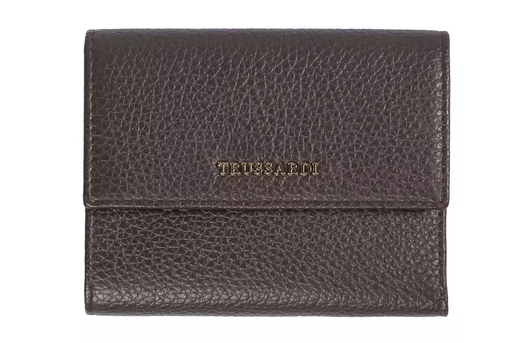 Trussardi Brown Leather Women Wallet $237.00 Trussardi Luzworld